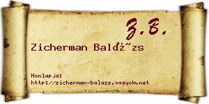 Zicherman Balázs névjegykártya